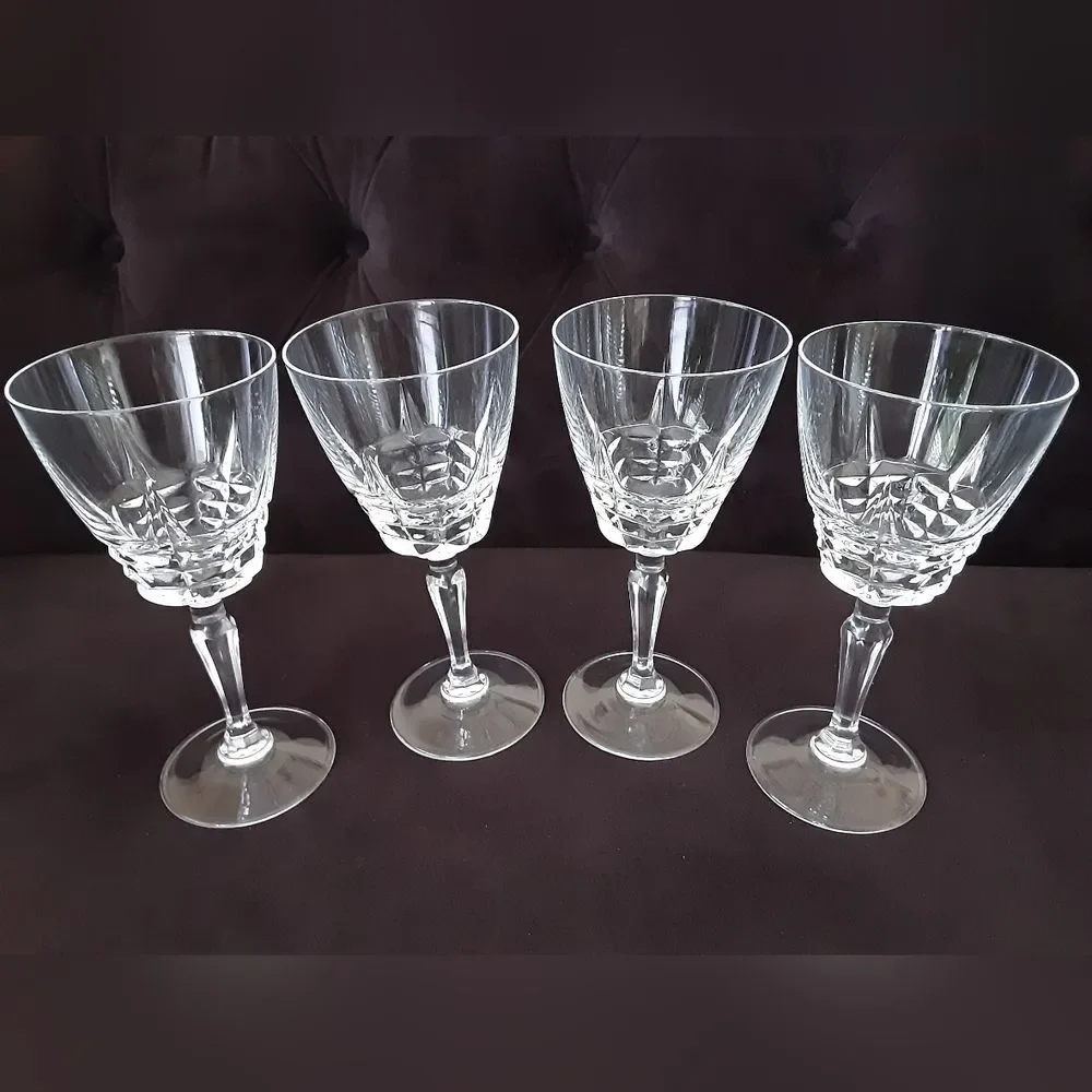 W. M. Dalton Cherbourg French 24% Lead Crystal Wine Glasses #2 Set of 4 - No Box